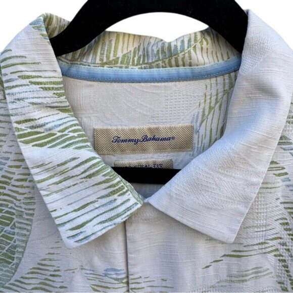Tommy Bahama Vintage Silk Mens Tropical Leaf Print Athleisure Button-Up Shirt L - Picture 7 of 10